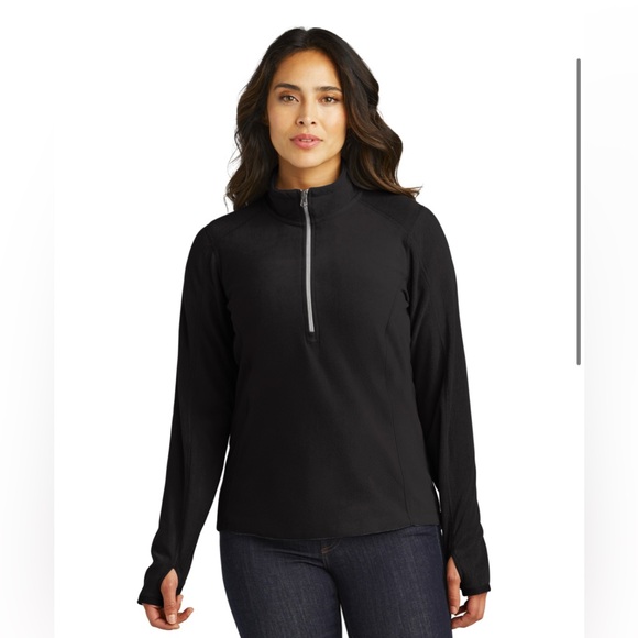 NIB Ladies Port Authority 1/2 zip microfleece in black size M with thumb holes - Picture 1 of 3